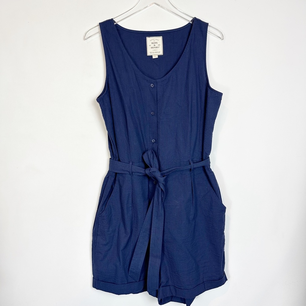 Hope & Henry Organic Cotton Womens Tie Waist Romper 8